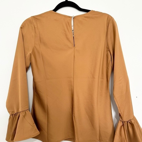 J.Crew burnt Carmel long bell sleeves size XS modest office - Picture 4 of 4